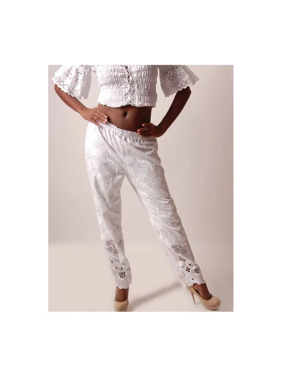 Pantalon Broderie Pistache